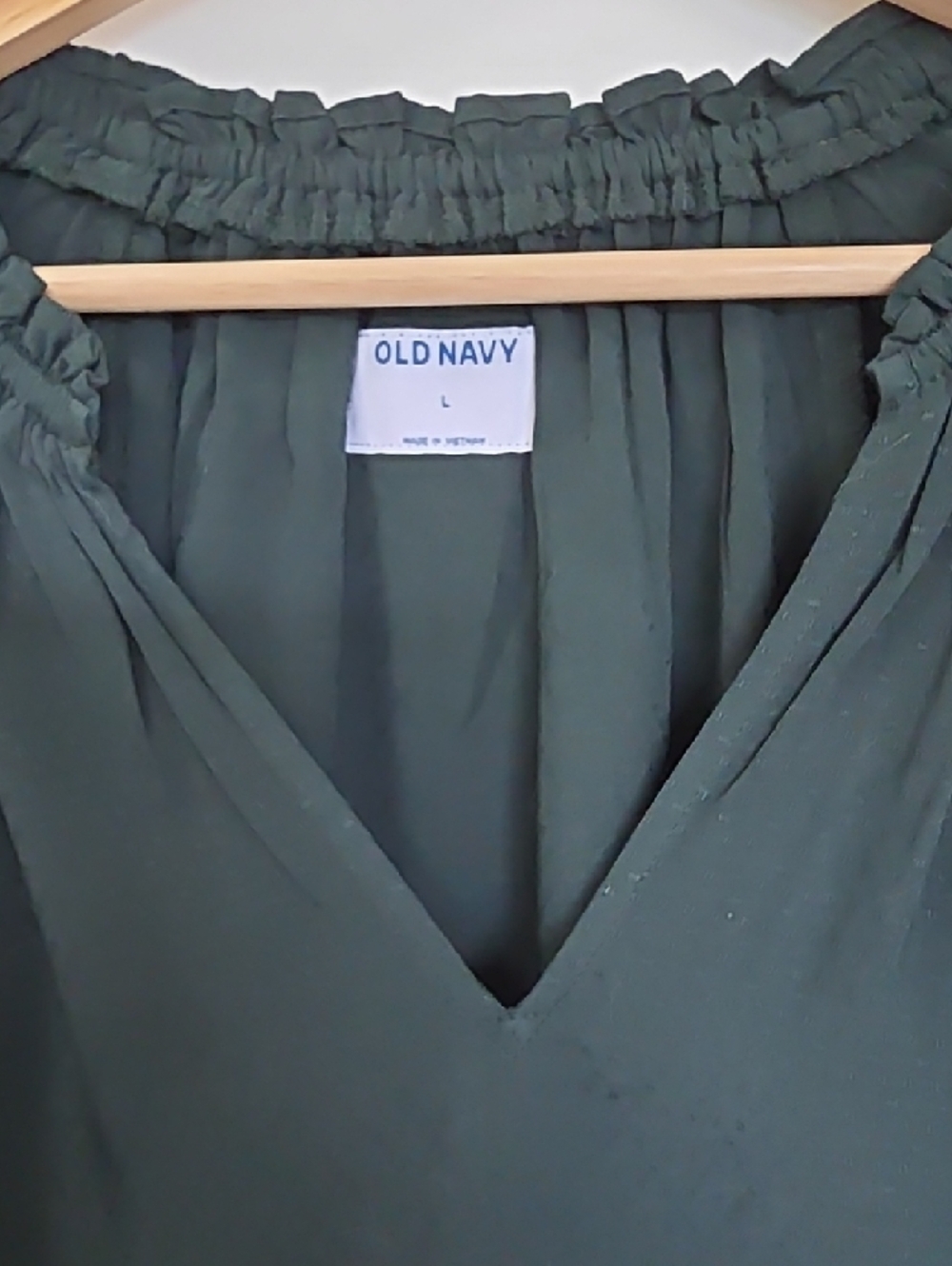 Old Navy Forest Green Long Sleeve V-Neck Peasant Top - Picture 5 of 6